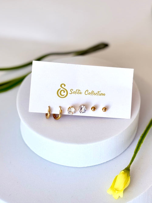 RAHEL | ራሄል Triple the Fun Studs Earrings