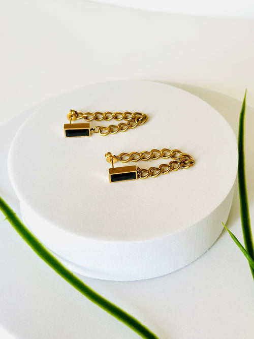 Onyx Chain Earrings