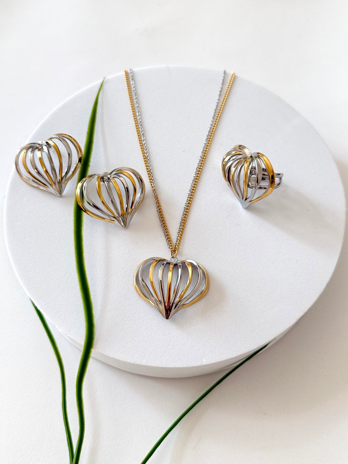 Heart | ልቤ Necklace, Earrings & Ring Set