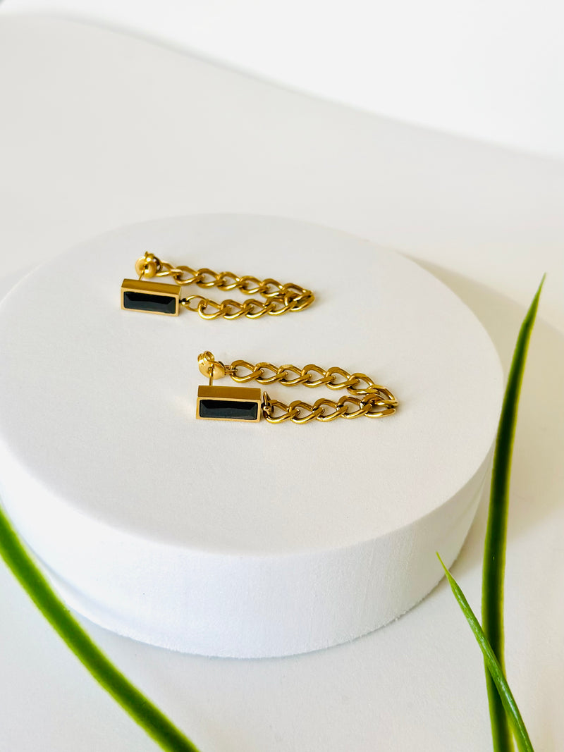 Onyx Chain Earrings