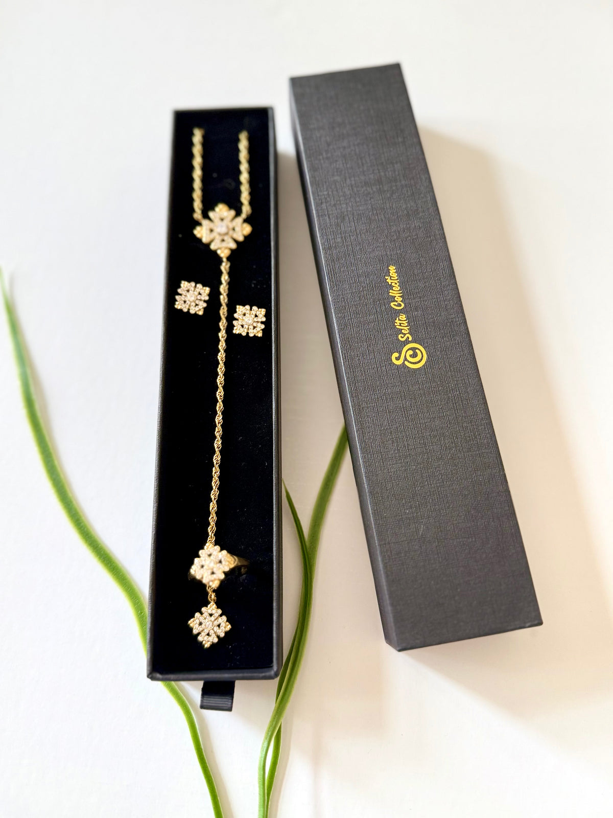 ENKU LARIAT | እንቁ Necklace, Earrings & Ring Set
