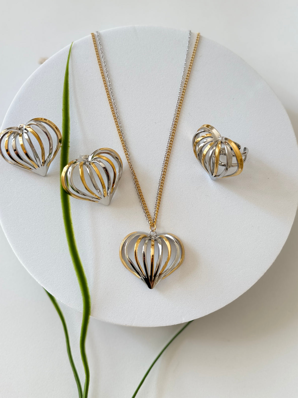 Heart | ልቤ Necklace, Earrings & Ring Set