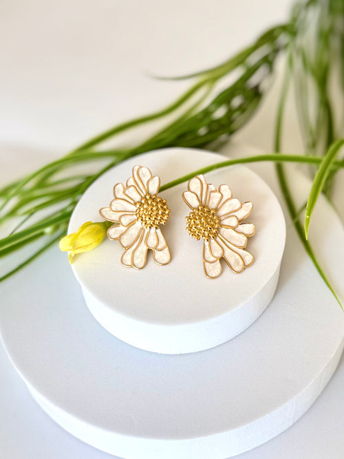 ADEY ABEBA Flower | አበባ Earrings (White)