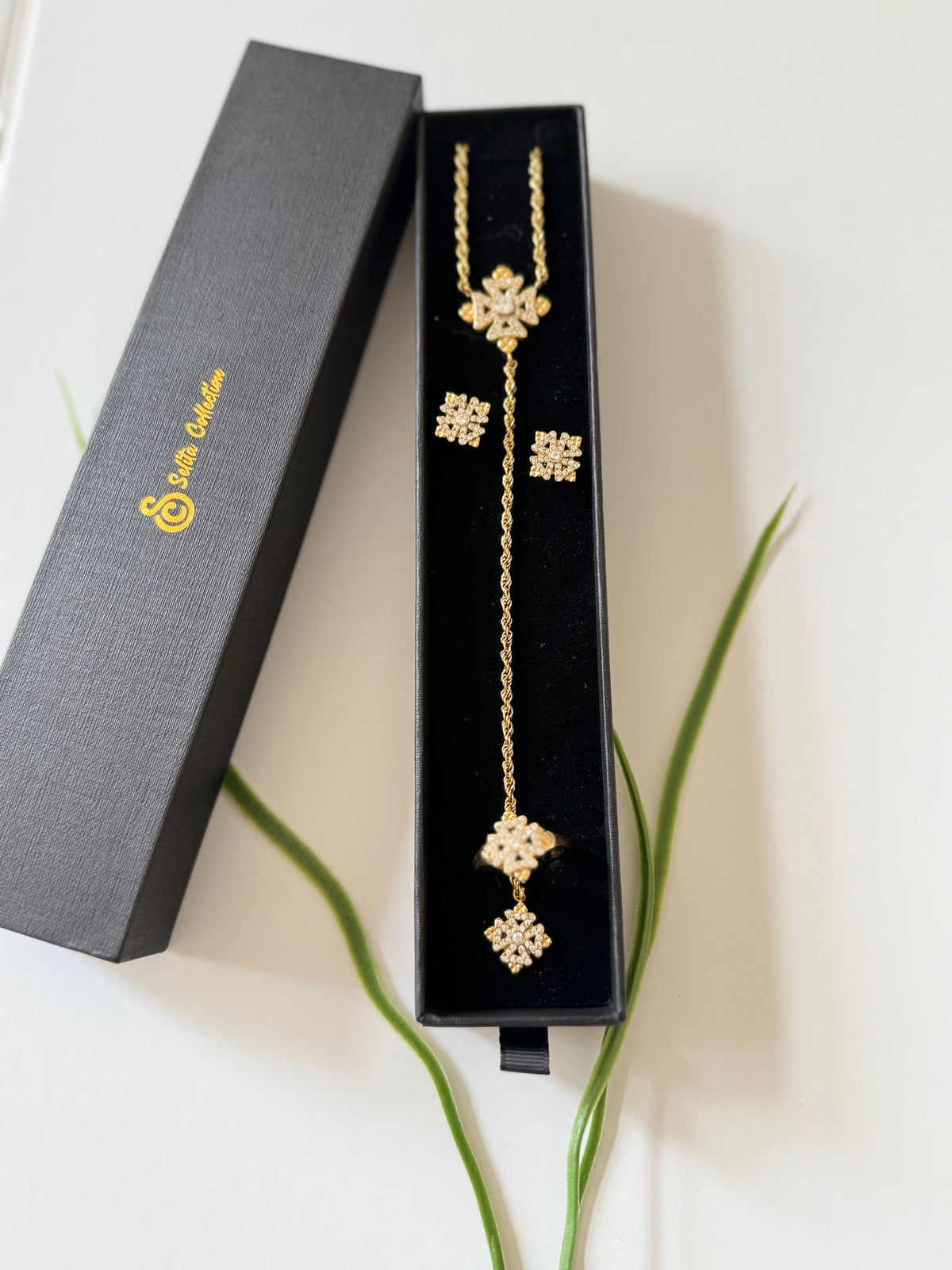 ENKU LARIAT | እንቁ Necklace, Earrings & Ring Set