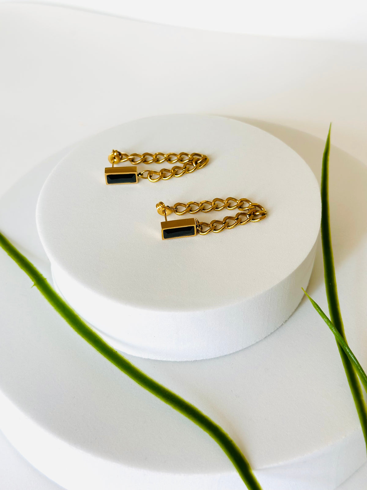 Onyx Chain Earrings