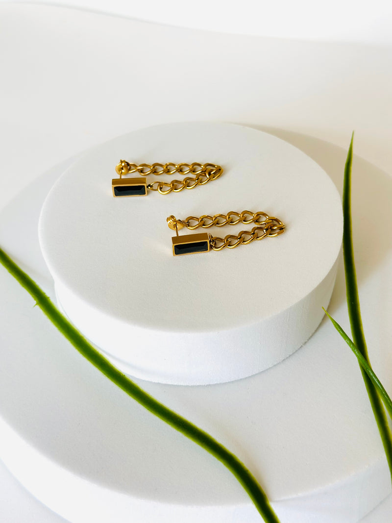 Onyx Chain Earrings