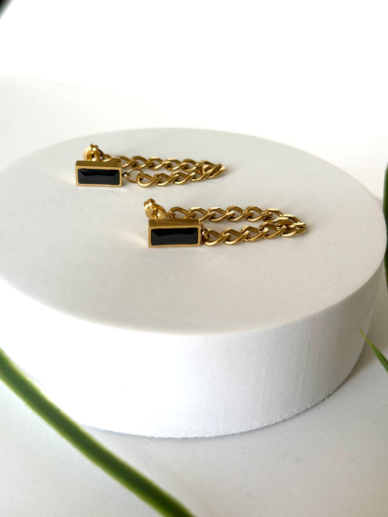 Onyx Chain Earrings