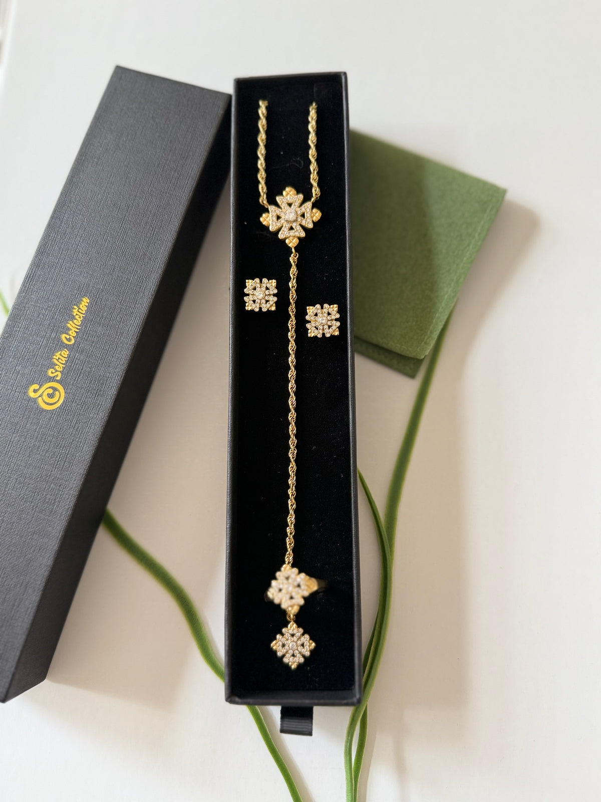 ENKU LARIAT | እንቁ Necklace, Earrings & Ring Set
