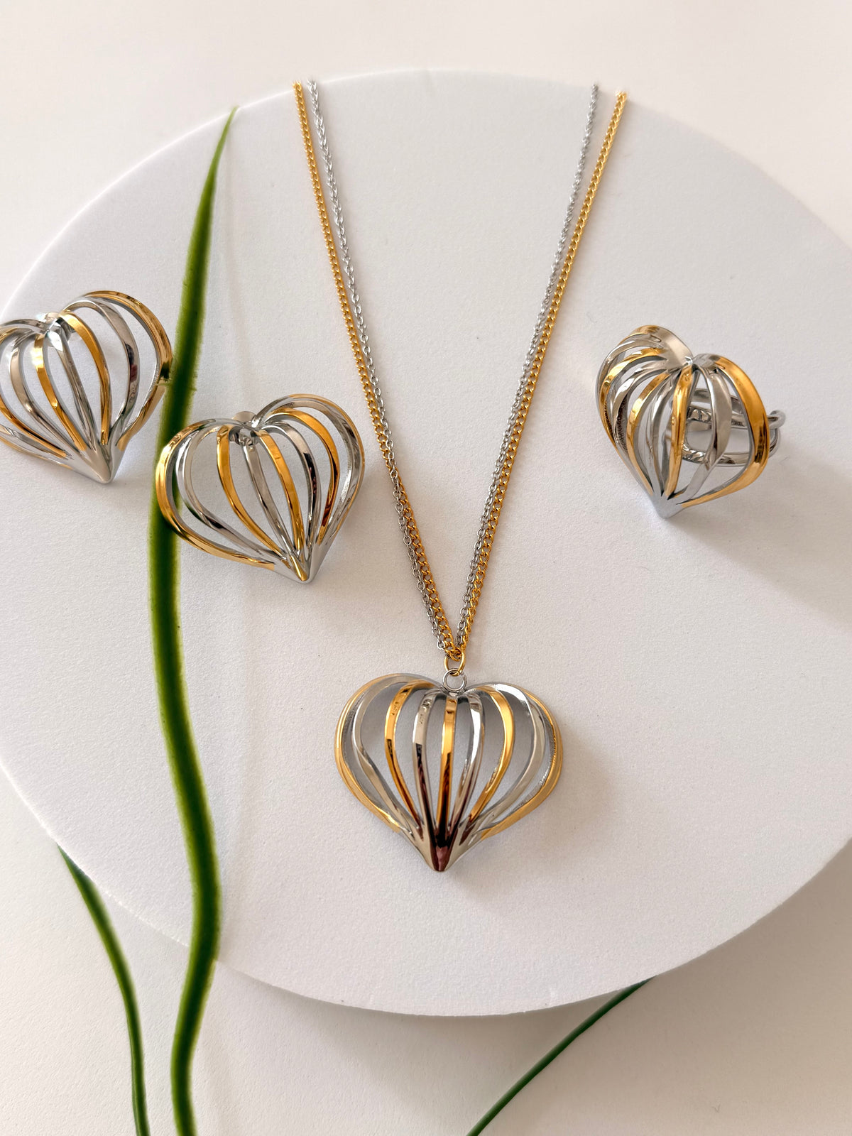 Heart | ልቤ Necklace, Earrings & Ring Set