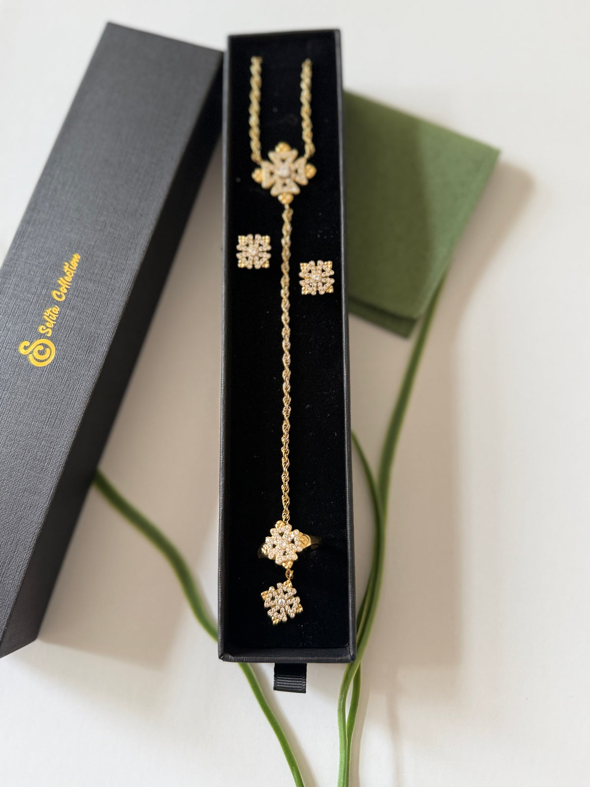 ENKU LARIAT | እንቁ Necklace, Earrings & Ring Set