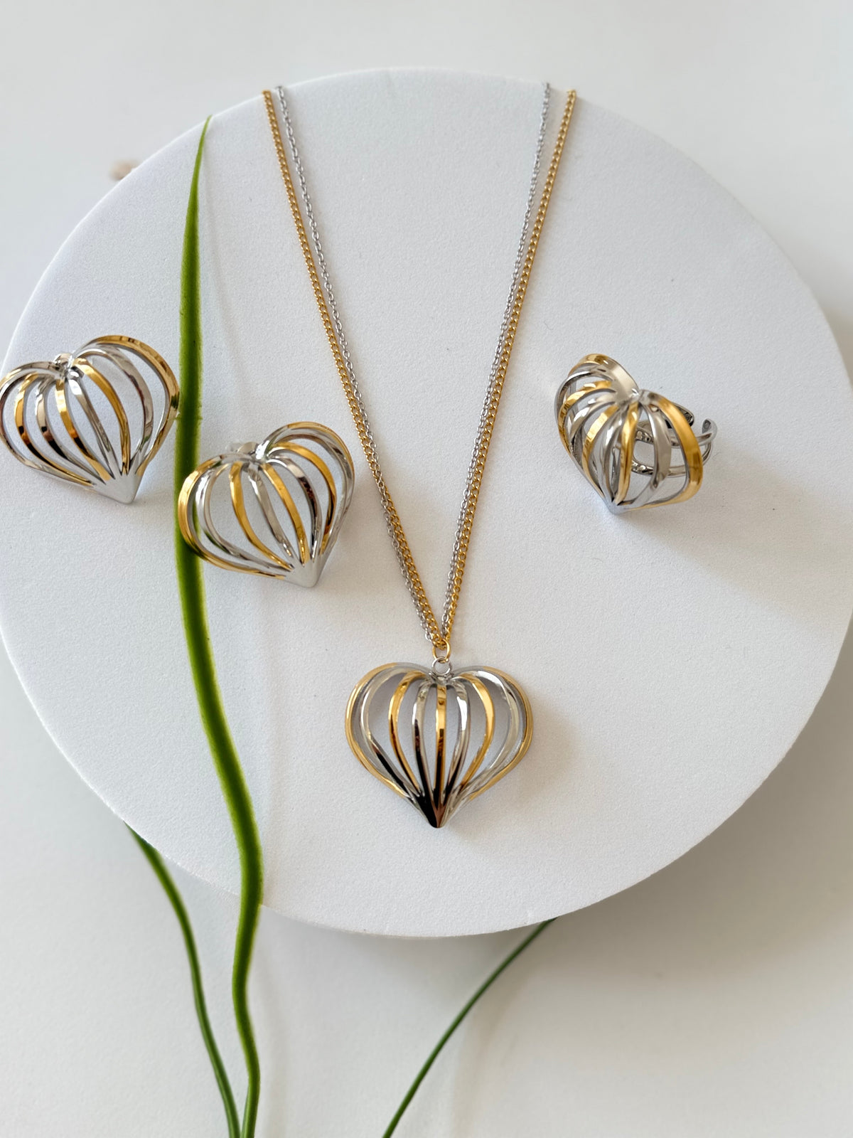 Heart | ልቤ Necklace, Earrings & Ring Set