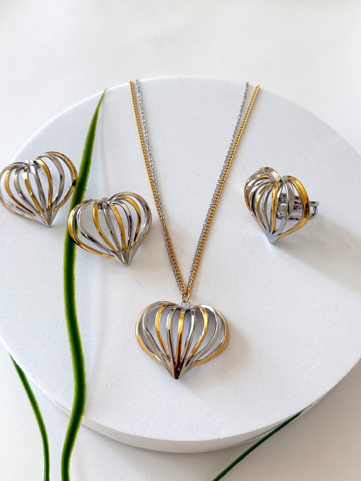 Heart | ልቤ Necklace, Earrings & Ring Set