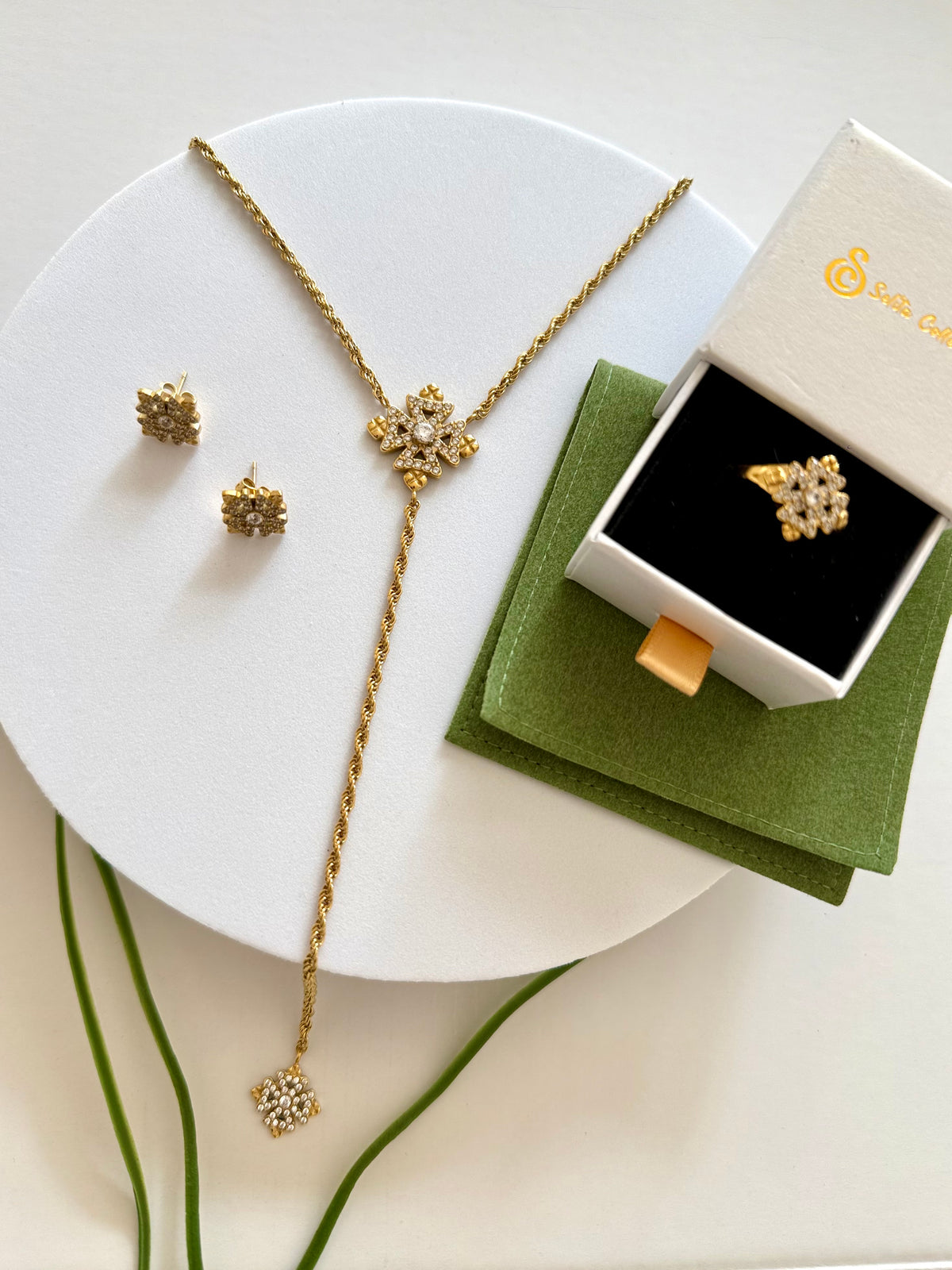 ENKU LARIAT | እንቁ Necklace, Earrings & Ring Set
