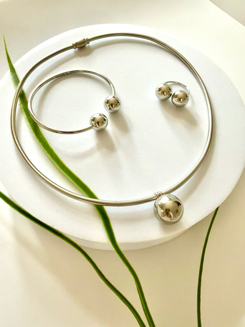 DOKA | ዶቃ Silver Set ( necklace, bracelet & ring)