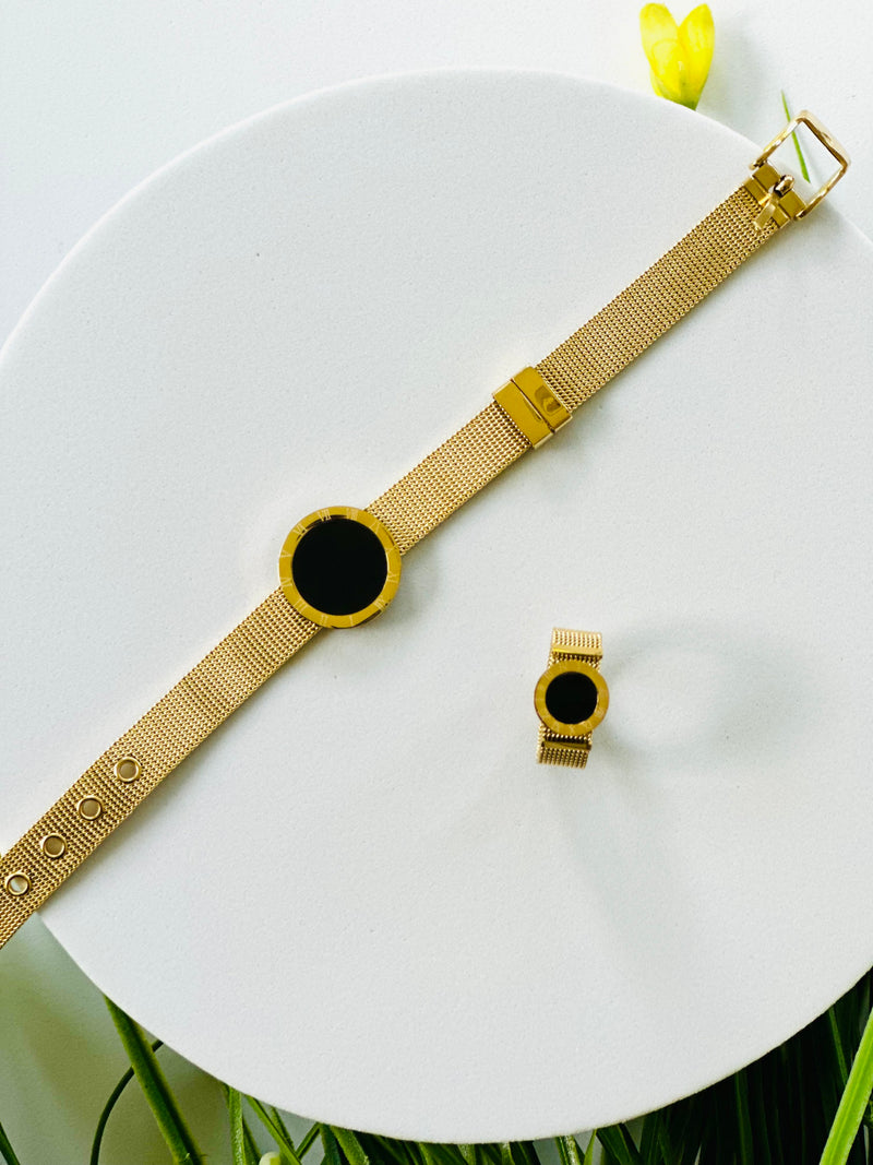 WATCH-STYLE BRACELET & RING SET