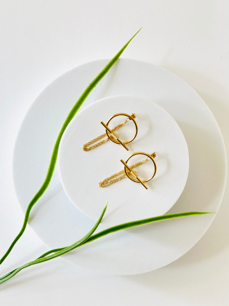 LEILA | ለይላ DUAL CIRCLE CHAIN EARRINGS