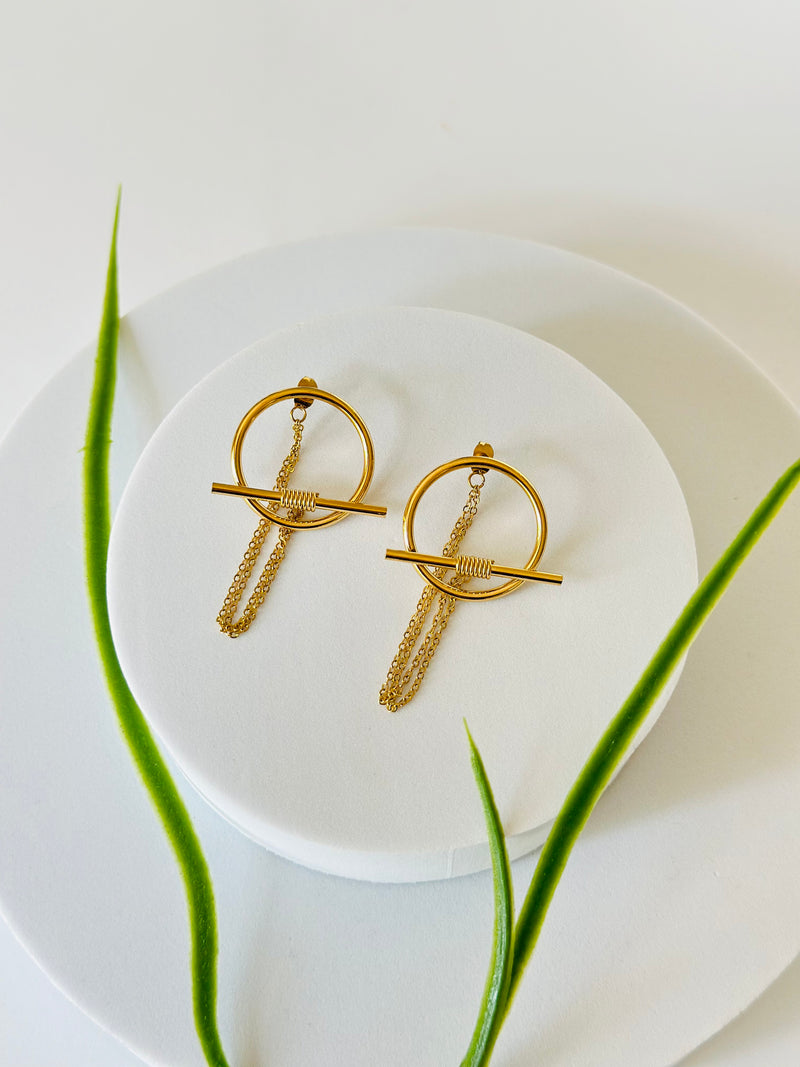 LEILA | ለይላ DUAL CIRCLE CHAIN EARRINGS