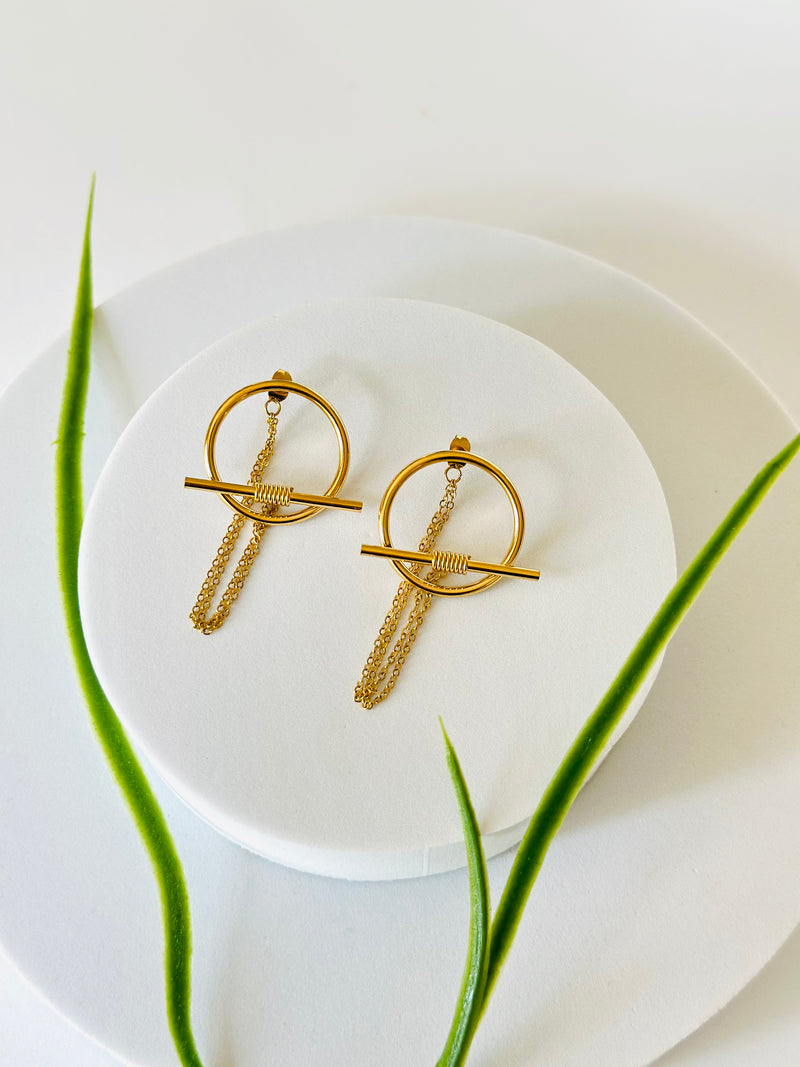 LEILA | ለይላ DUAL CIRCLE CHAIN EARRINGS