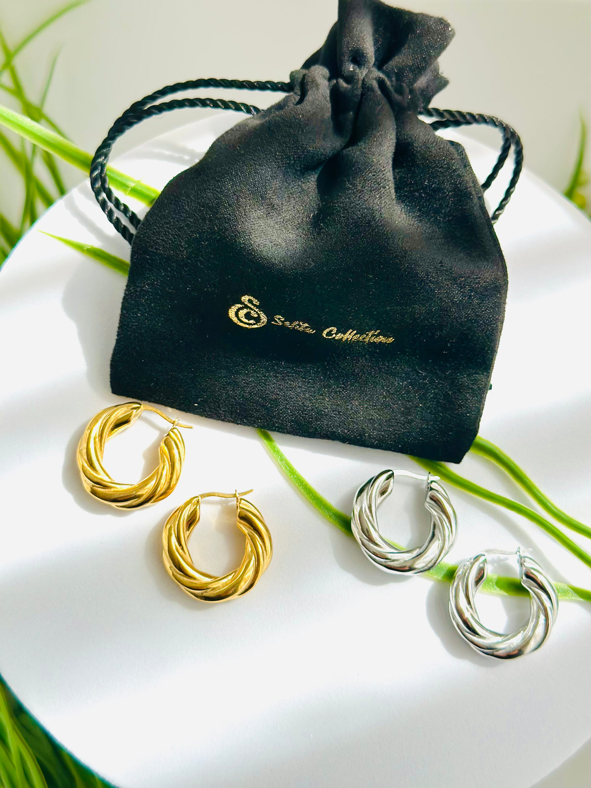 TIMEZI TWIST HOOPS (GOLD & SILVER)